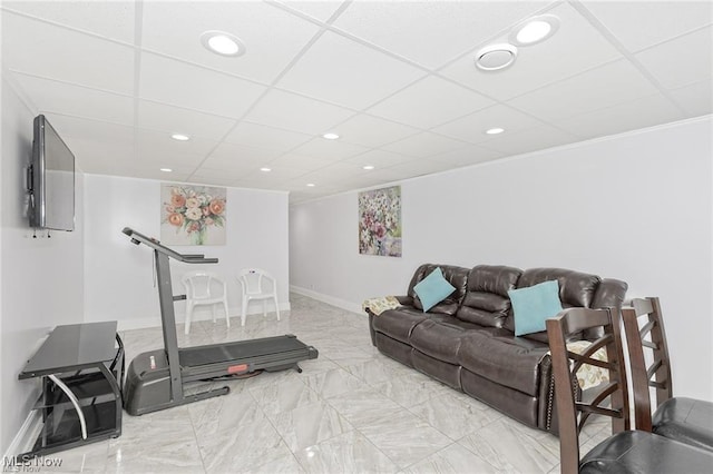4938 N Sedgewick Rd, Lyndhurst, OH 44124 - workout room featuring a paneled ceiling and recessed lighting