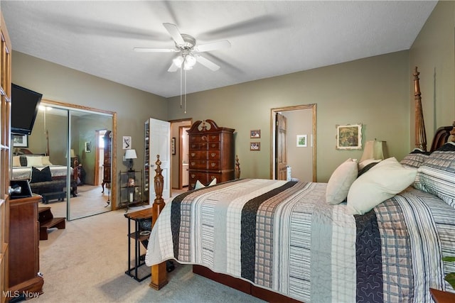 637 N Ridgecliff St, Tallmadge, OH 44278 - bedroom featuring light colored carpet and a ceiling fan