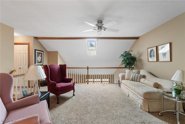 637 N Ridgecliff St, Tallmadge, OH 44278 - living room featuring carpet, ceiling fan, and vaulted ceiling