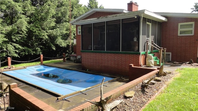 3981 Washington School Rd, New Cumberland, WV 26047 - view of pool featuring a sunroom and a covered pool