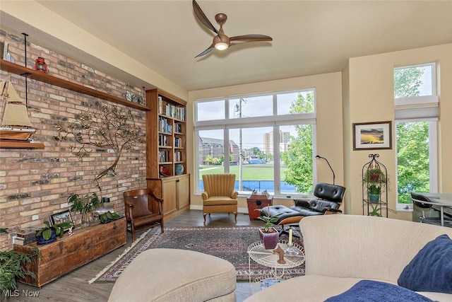 1569 E 118th St Unit B, Cleveland, OH 44106 - living room with a ceiling fan and wood finished floors