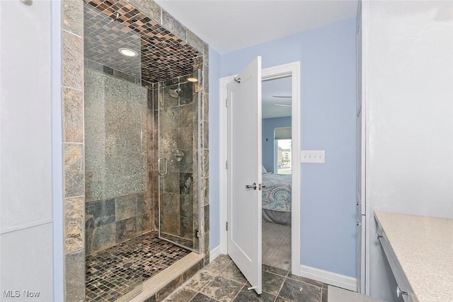 1569 E 118th St Unit B, Cleveland, OH 44106 - full bathroom featuring a stall shower, connected bathroom, and vanity