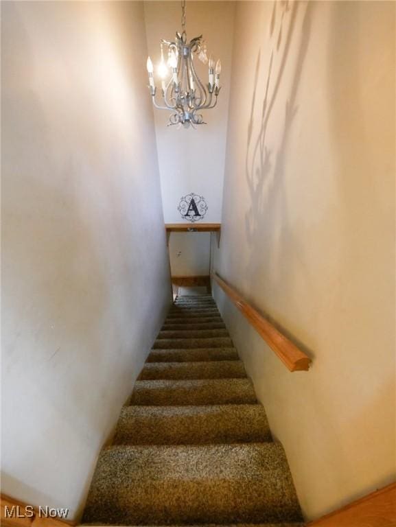 32701 Gundy Ridge Rd, Bowerston, OH 44695 - stairway with a chandelier
