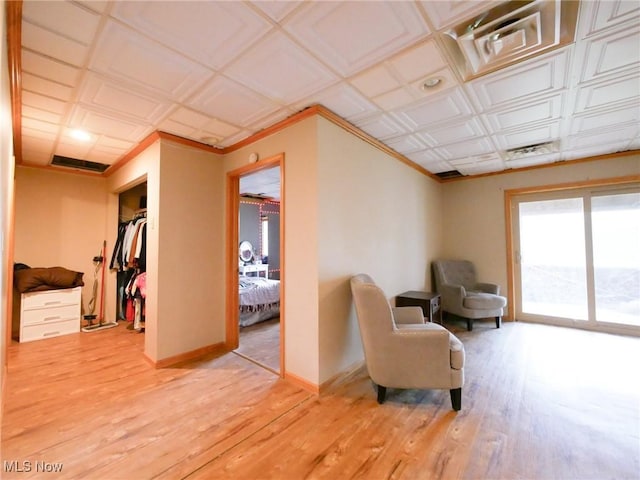 32701 Gundy Ridge Rd, Bowerston, OH 44695 - living area with light wood-style floors, ornamental molding, and an ornate ceiling