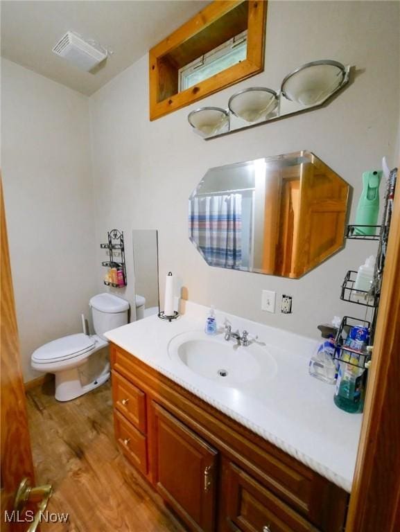 32701 Gundy Ridge Rd, Bowerston, OH 44695 - bathroom featuring wood finished floors, vanity, and a shower with curtain