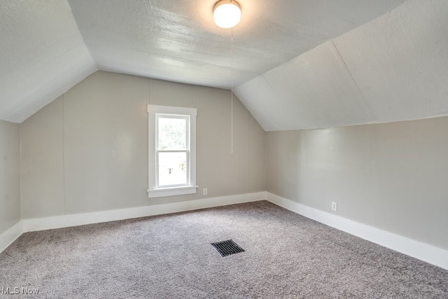 1017 Smith Ave SW, Canton, OH 44706 - additional living space with vaulted ceiling, carpet floors, and a textured ceiling