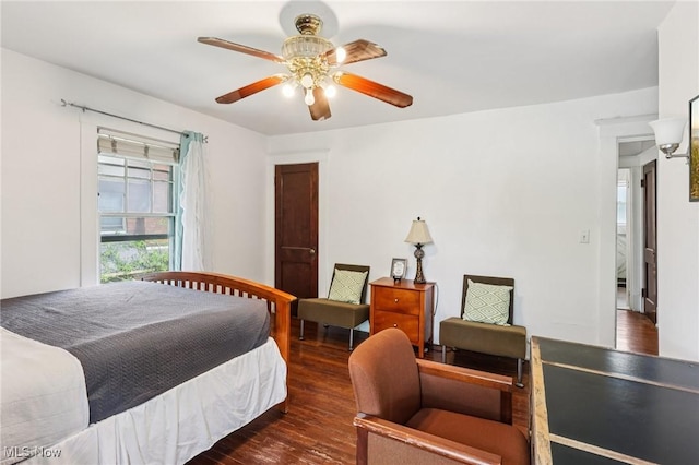 1575 E 108th St, Cleveland, OH 44106 - bedroom featuring dark wood-style flooring and ceiling fan