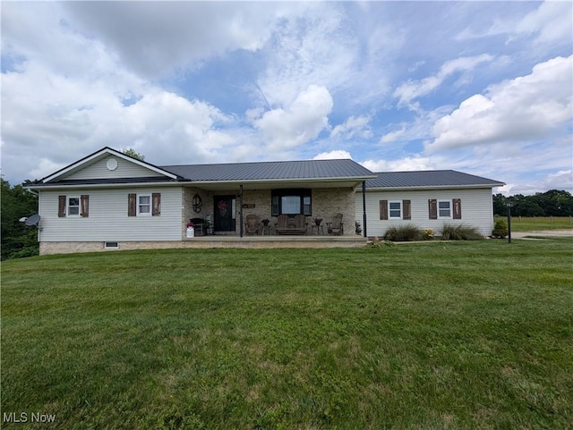 3439 Rough And Ready Rd, New Concord, OH 43762 - ranch-style home featuring a front yard and a metal roof