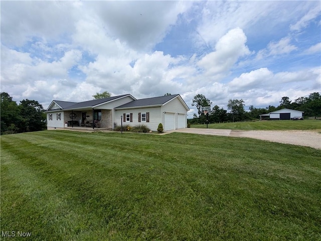 3439 Rough And Ready Rd, New Concord, OH 43762 - single story home with concrete driveway, a front lawn, and an attached garage