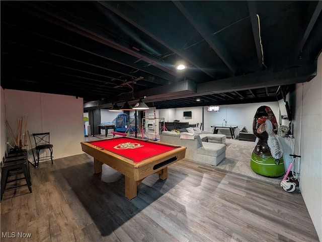 3439 Rough And Ready Rd, New Concord, OH 43762 - rec room featuring wood finished floors and billiards table