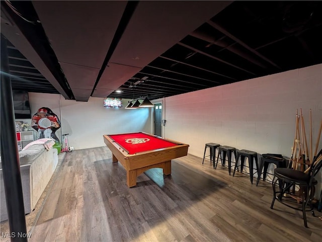 3439 Rough And Ready Rd, New Concord, OH 43762 - rec room with wood finished floors and billiards table