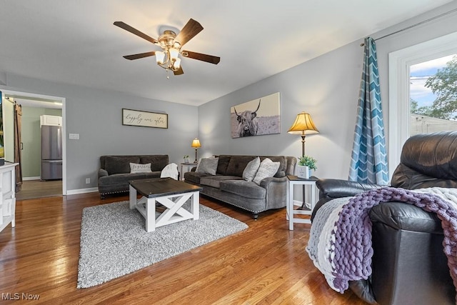 4000 Kenneth Rd, Stow, OH 44224 - living room with a ceiling fan and wood finished floors