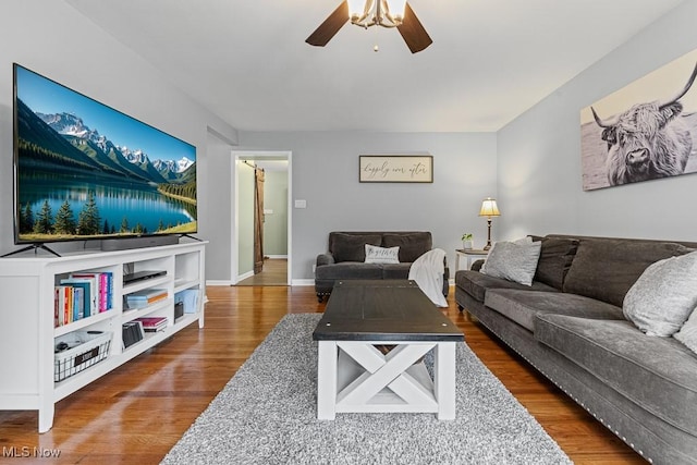 4000 Kenneth Rd, Stow, OH 44224 - living room featuring a ceiling fan and wood finished floors