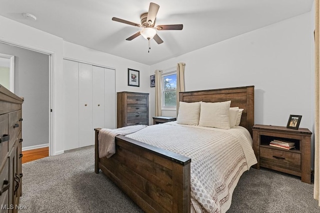4000 Kenneth Rd, Stow, OH 44224 - bedroom featuring carpet floors, a closet, and a ceiling fan