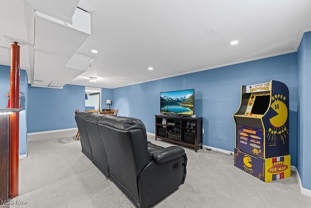 4000 Kenneth Rd, Stow, OH 44224 - carpeted cinema room with recessed lighting and ornamental molding