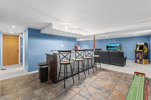 4000 Kenneth Rd, Stow, OH 44224 - indoor dry bar featuring stone finish flooring and recessed lighting