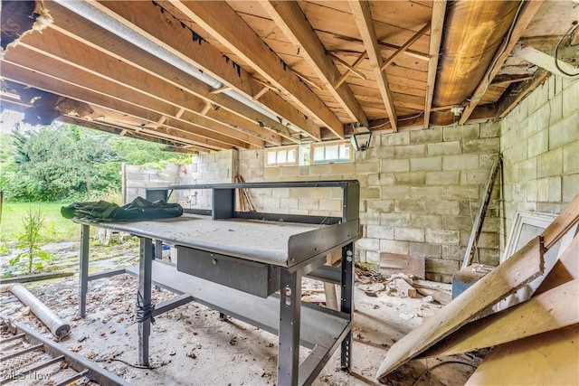 202 N State St, Rochester, OH 44090 - misc room with concrete block wall