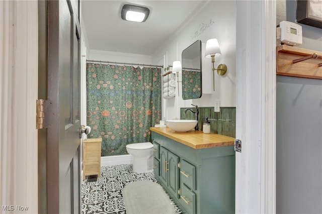 4495 Old River Rd, Philo, OH 43771 - full bath featuring vanity, tile patterned floors, and a shower with shower curtain