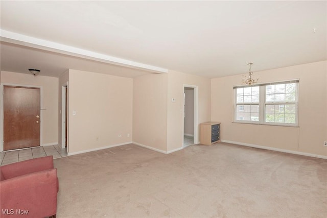 3271 Warrensville Center Rd Unit 4A, Shaker Heights, OH 44122 - unfurnished living room with a chandelier and light colored carpet