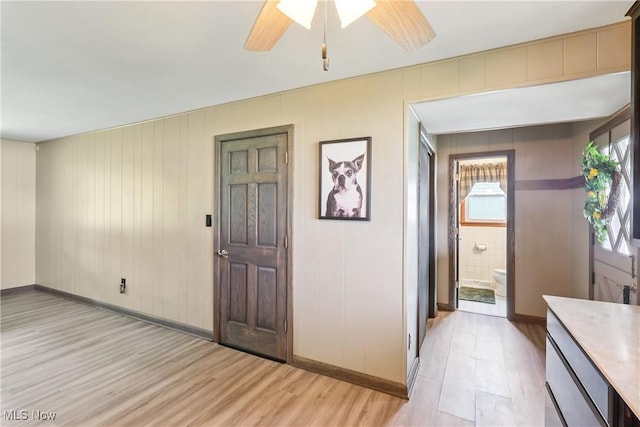1455 Buckeye Cir, Salem, OH 44460 - entryway featuring light wood-type flooring and ceiling fan