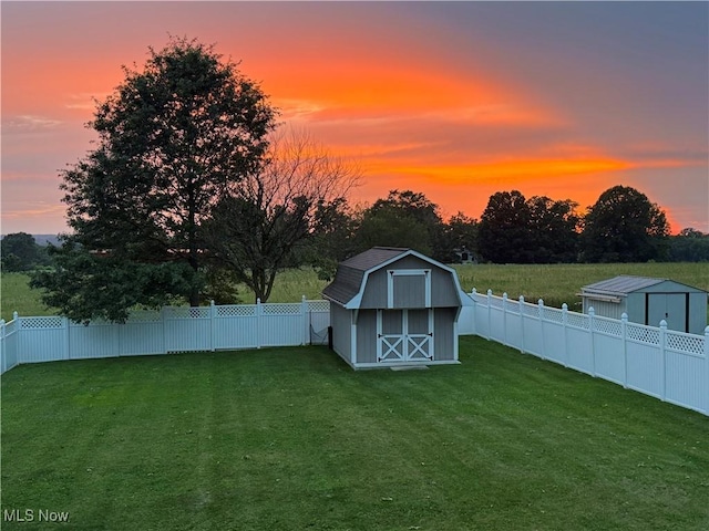 1455 Buckeye Cir, Salem, OH 44460 - fenced backyard featuring a storage shed