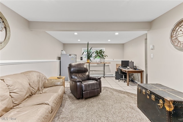 845 Dunny Ave, Sheffield Lake, OH 44054 - tiled living area featuring a desk and recessed lighting