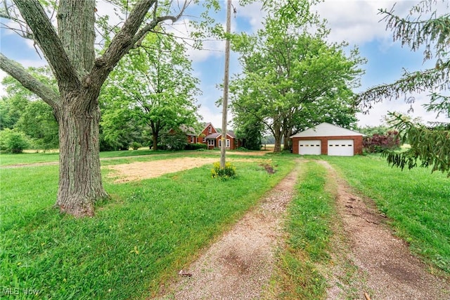 9509 Reed Rd, Columbia Station, OH 44028 - view of green lawn with a detached garage and an outbuilding