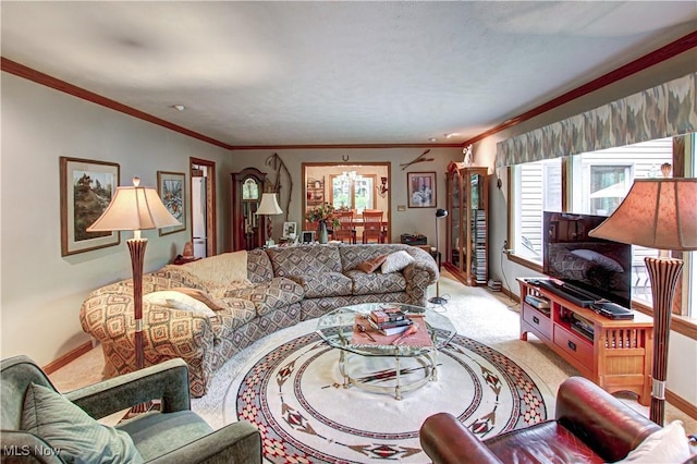 3366 Darrow Rd, Stow, OH 44224 - living room with carpet flooring and ornamental molding