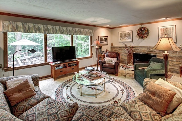 3366 Darrow Rd, Stow, OH 44224 - living area featuring light colored carpet and crown molding