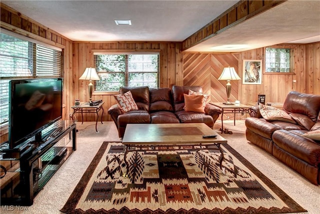 3366 Darrow Rd, Stow, OH 44224 - carpeted living room featuring wood walls