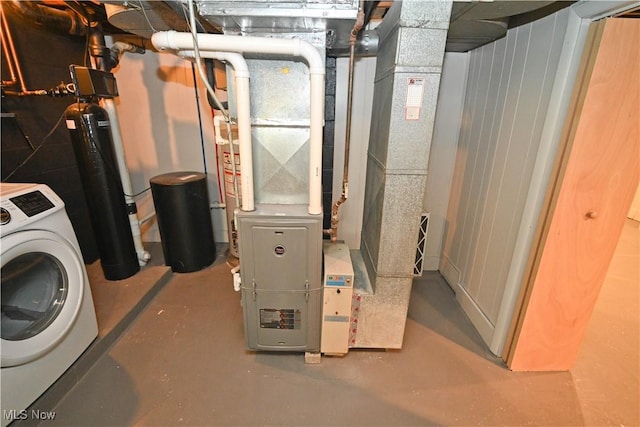 7673 N Lima Rd, Poland, OH 44514 - utility room with washer / dryer and heating unit