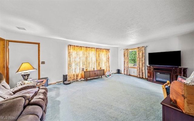 1518 State Route 46 N, Jefferson, OH 44047 - carpeted living room with a textured ceiling and baseboards