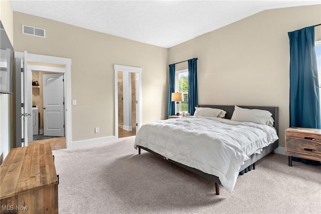 7733 Timber Ave, Hudson, OH 44236 - bedroom featuring carpet flooring, washer / clothes dryer, and vaulted ceiling