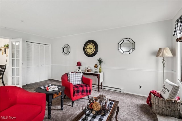 30221 Harrison St, Willowick, OH 44095 - living room with baseboard heating and carpet flooring