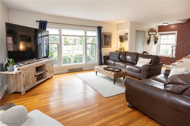 3678 Lynnfield Rd, Shaker Heights, OH 44122 - living area featuring light wood-style flooring and stairs