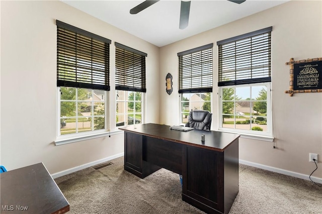 2979 Cloverhurst St NE, Canton, OH 44721 - office featuring a ceiling fan and carpet floors