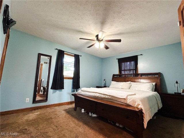 3585 Hayfield Rd, Dresden, OH 43821 - carpeted bedroom featuring ceiling fan and a textured ceiling