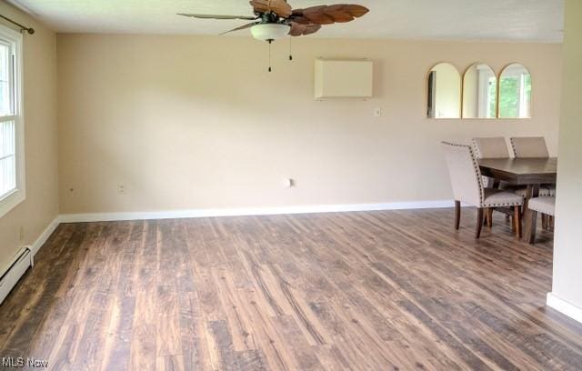 503 W Pidgeon Rd, Salem, OH 44460 - unfurnished dining area with a ceiling fan, healthy amount of natural light, and wood finished floors