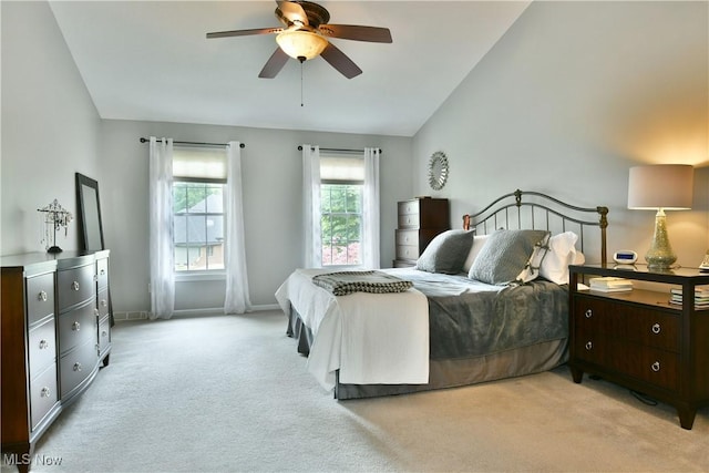 2878 Beaver Trl, Cortland, OH 44410 - carpeted bedroom with lofted ceiling and a ceiling fan