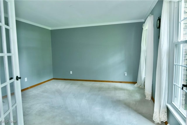 2878 Beaver Trl, Cortland, OH 44410 - carpeted spare room featuring ornamental molding and french doors
