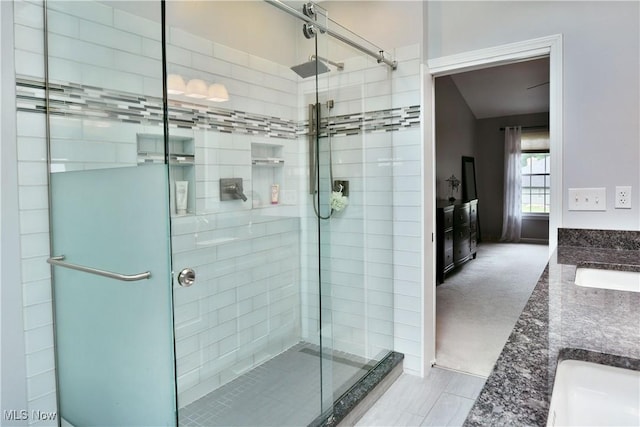 2878 Beaver Trl, Cortland, OH 44410 - full bathroom with a shower stall and double vanity