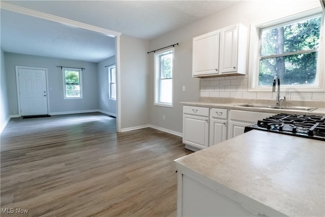 5458 Ridgewood, Lorain, OH 44055 - kitchen with white cabinetry, healthy amount of natural light, light wood-style floors, and light countertops