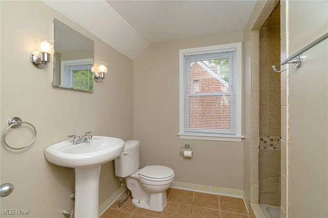 3975 Eastway Rd, South Euclid, OH 44118 - full bath with lofted ceiling, tile patterned floors, and a tile shower