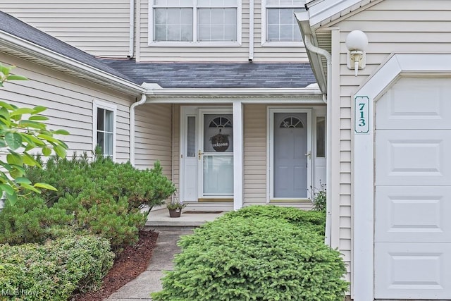 713 Gold Leaf, Streetsboro, OH 44241 - view of exterior entry with roof with shingles and an attached garage
