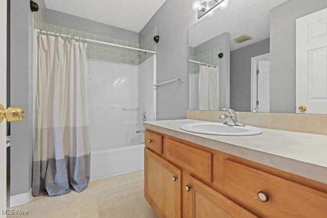 713 Gold Leaf, Streetsboro, OH 44241 - full bathroom featuring vanity, shower / bath combo, and tile patterned flooring