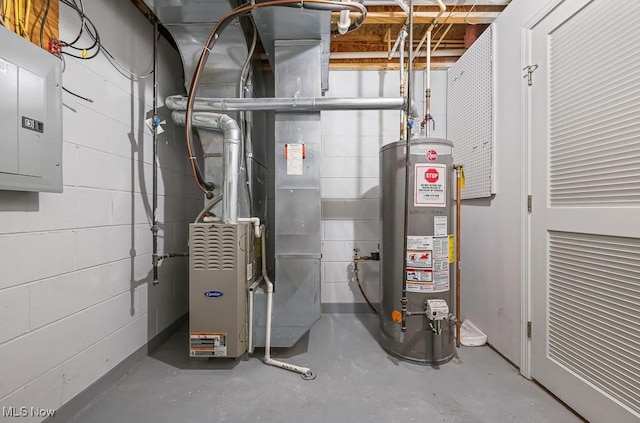713 Gold Leaf, Streetsboro, OH 44241 - utility room featuring water heater, electric panel, and heating unit