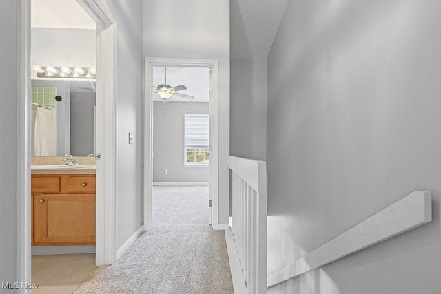 713 Gold Leaf, Streetsboro, OH 44241 - hall with light carpet and a sink
