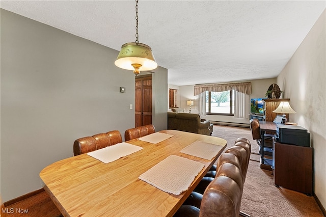 40698 Whitney Rd, Lagrange, OH 44050 - carpeted dining space featuring baseboard heating and a textured ceiling