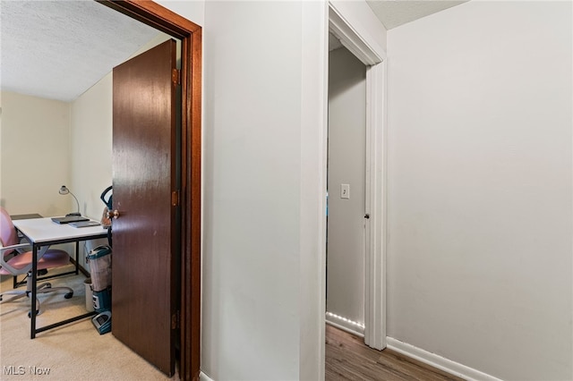 40698 Whitney Rd, Lagrange, OH 44050 - corridor with a textured ceiling, an office area, and wood finished floors