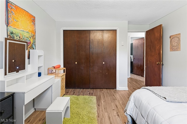 40698 Whitney Rd, Lagrange, OH 44050 - bedroom featuring light wood-type flooring, a closet, and a textured ceiling